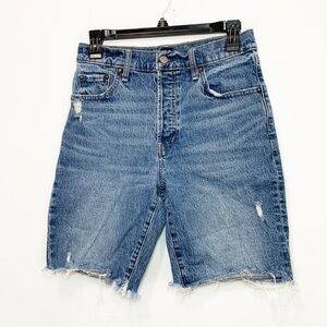 GAP High Rise Bermuda DK Dark Indigo Denim Shorts w/Raw Hem, size 4/27